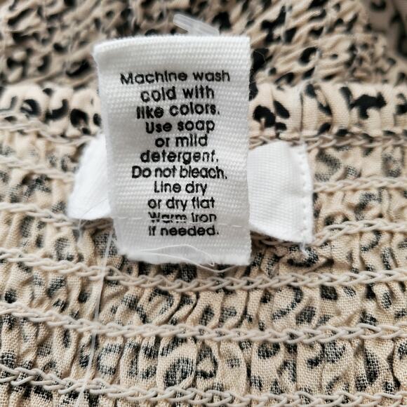 Japna Large Dress Button Down Pockets Leopard Cheetah Smocked Spaghetti Straps - Picture 6 of 6